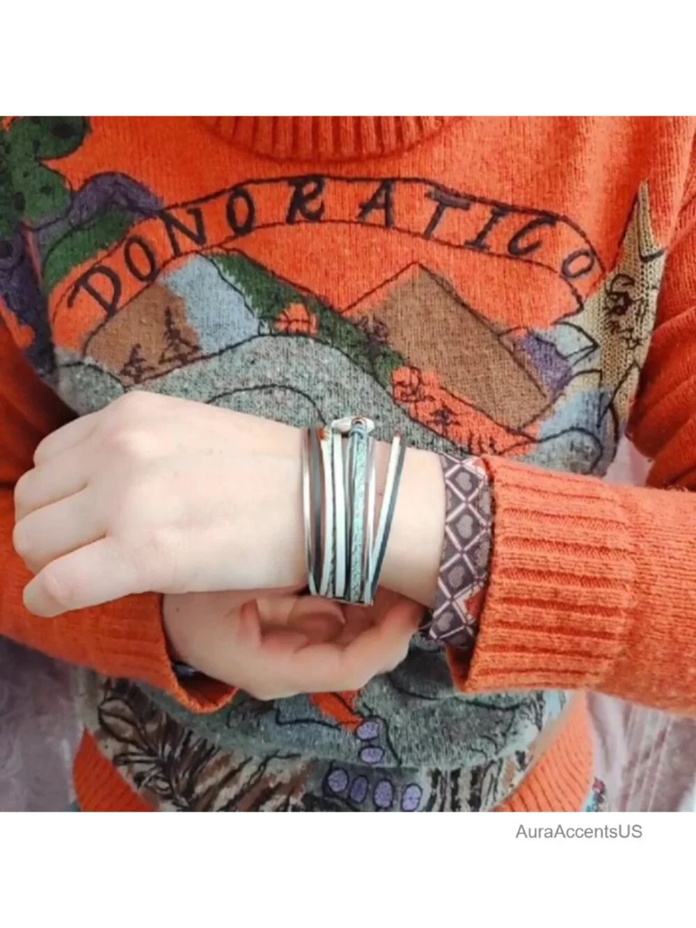 Handmade Leather Cuff Wrap Bracelet with Baroque Pearl Boho Jewelry